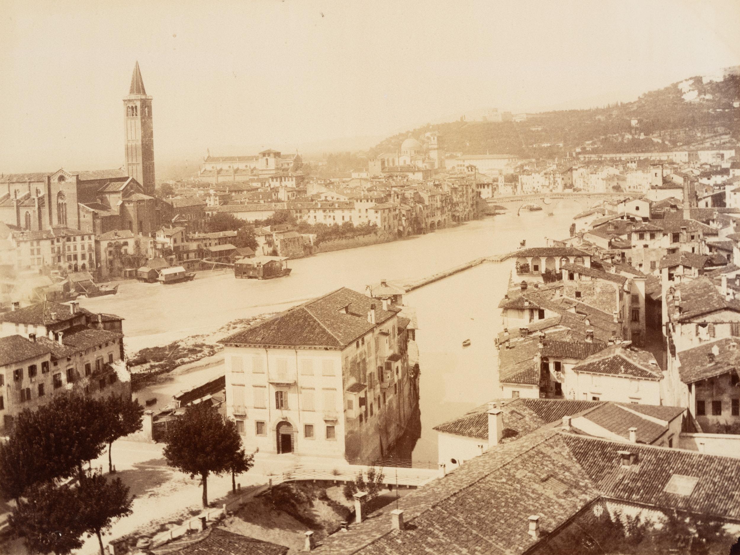 Unknown Landscape Photograph - View of Verona with Adige