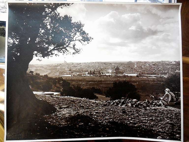 Vintage Large Albumen Photo Jerusalem Temple Mount Panorama - Academic Photograph by Unknown