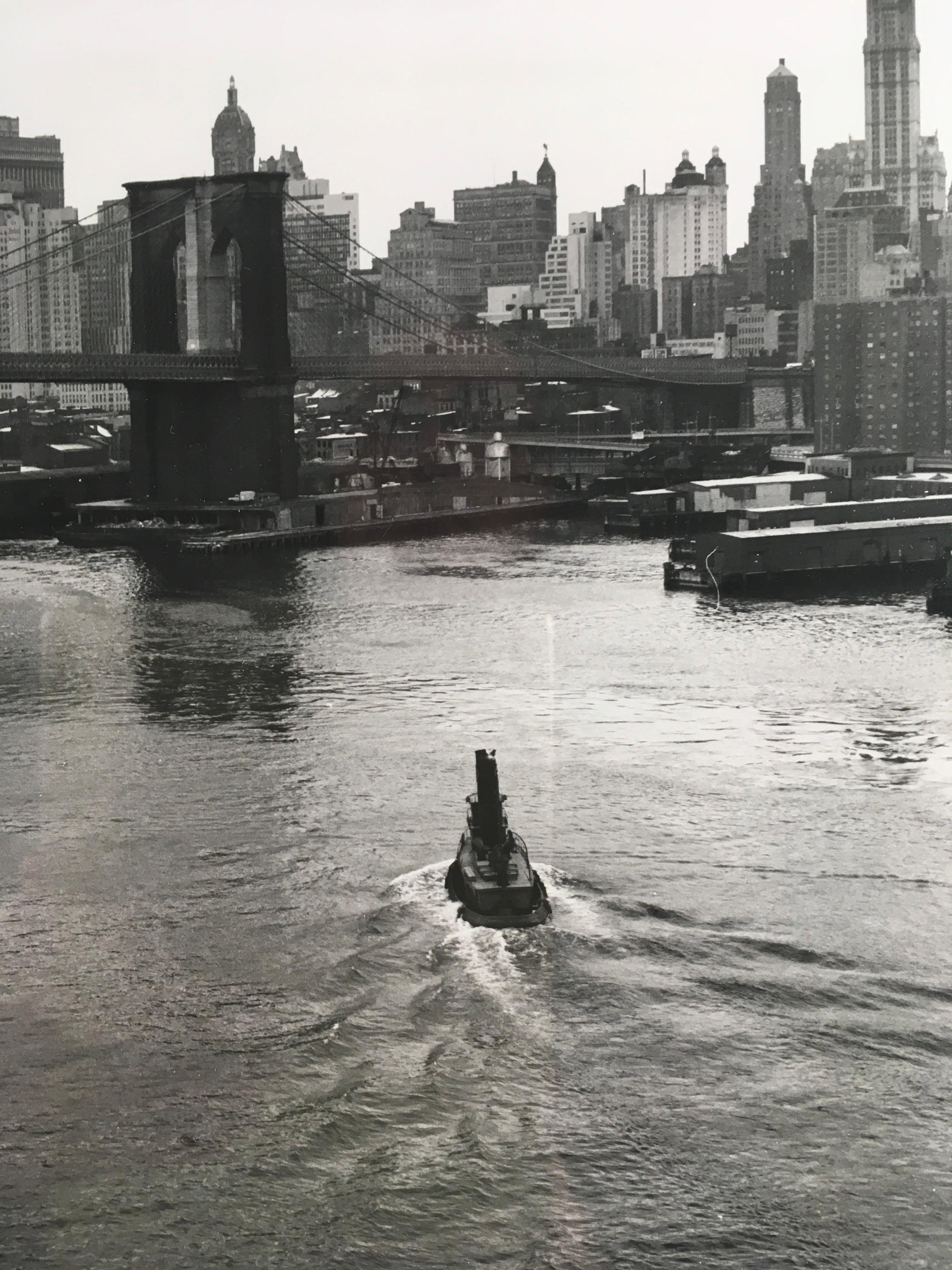  'Vintage Manhattan Skyline' with River', by Unknown, Black & White Photograph For Sale 3