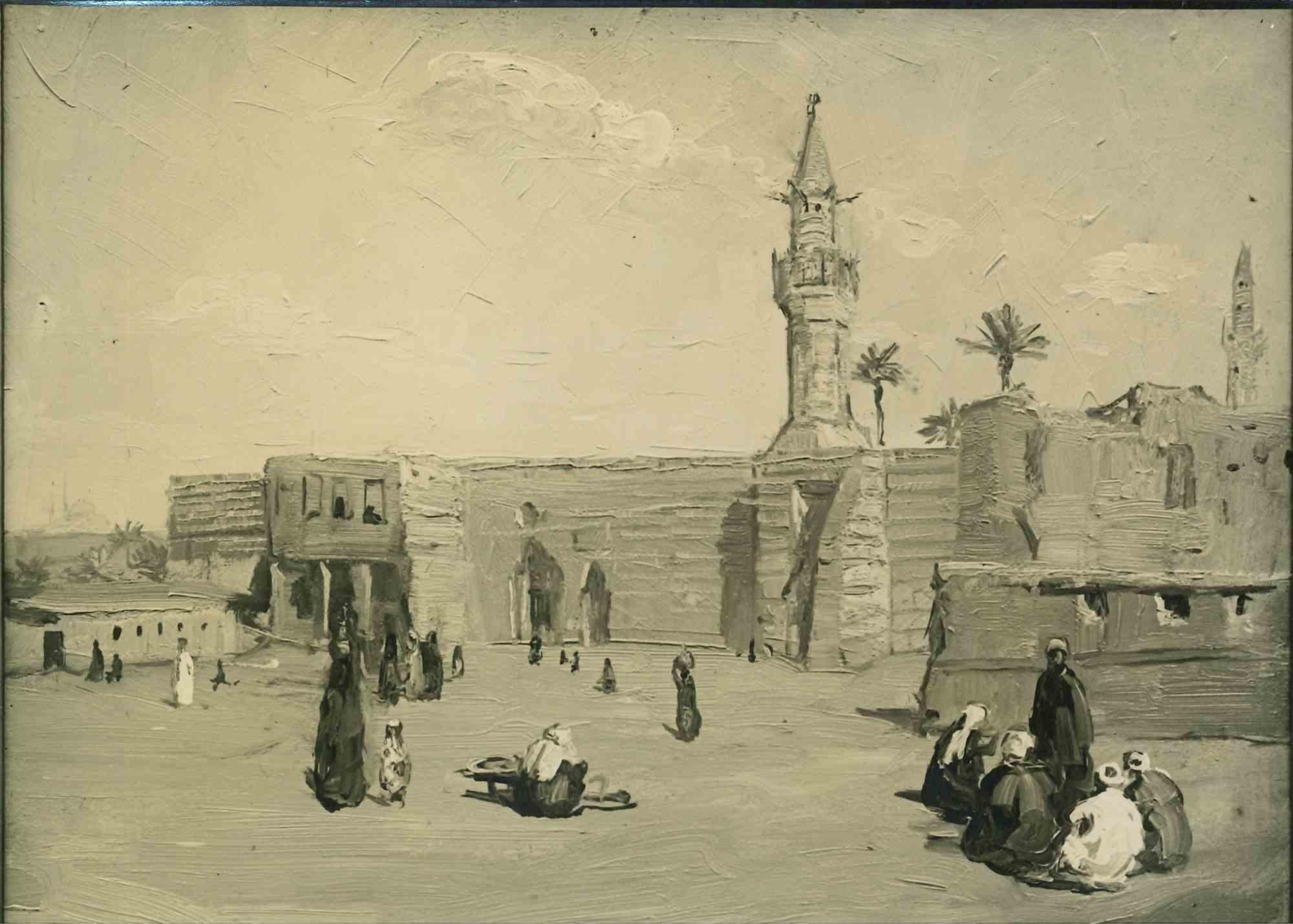 Unknown Portrait Photograph - Vintage Photo of an Orientalist Painting - Cityscape - Early 20th Century