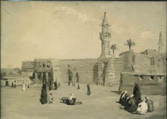 Vintage-Foto eines orientalistischen Gemäldes im Vintage-Stil – Stadtlandschaft – frühes 20. Jahrhundert