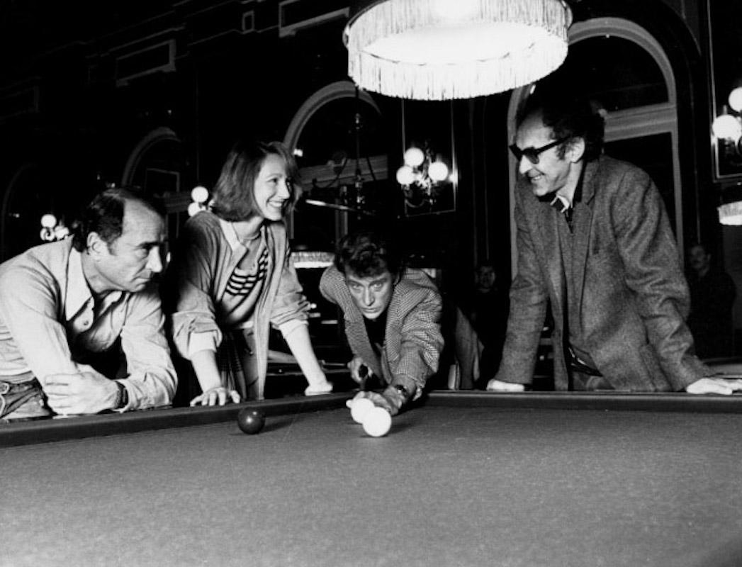 Unknown Black and White Photograph - Vintage Photo of J.L. Godard, C. Aznavour and J. Hallyday - Early 1970s