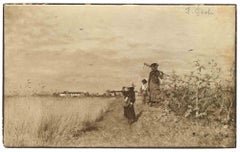 Vintage Photo of Painting by F- Gioli - Farmer - Early 20th Century