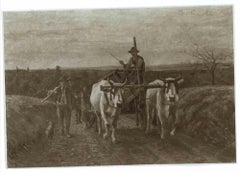 Vintage-Foto eines Gemäldes von F. Gioli - Landwirt - Anfang des 20.