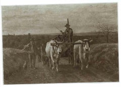 Foto vintage de pintura de F. Gioli - Agricultor - Principios del siglo XX