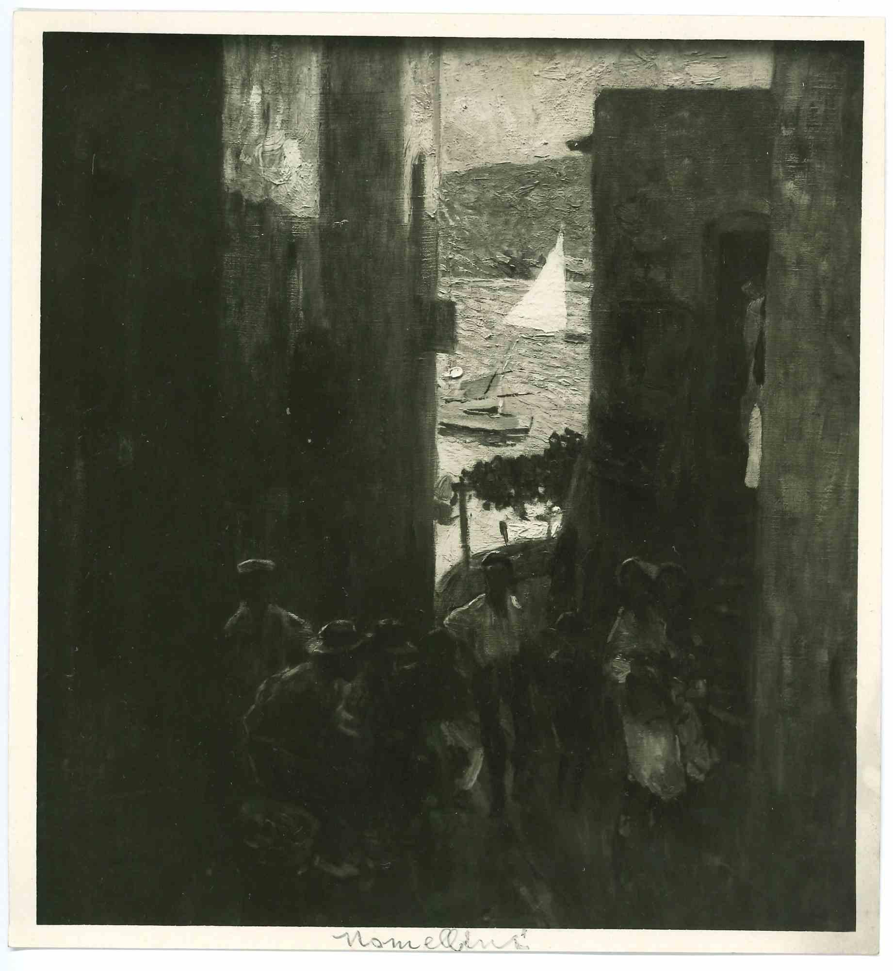 Unknown Figurative Photograph - Vintage Photo of Painting by Plinio Nomellini- The Boat - Early 20th Century