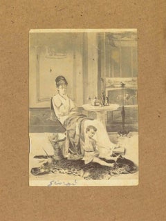 Vintage-Foto eines Gemäldes – Mutter mit Kind – frühes 20. Jahrhundert