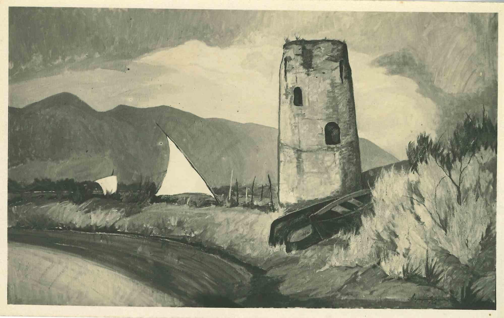 Vintage Photograph of a Painting by Beppe Guzzi - Mid 20th Century