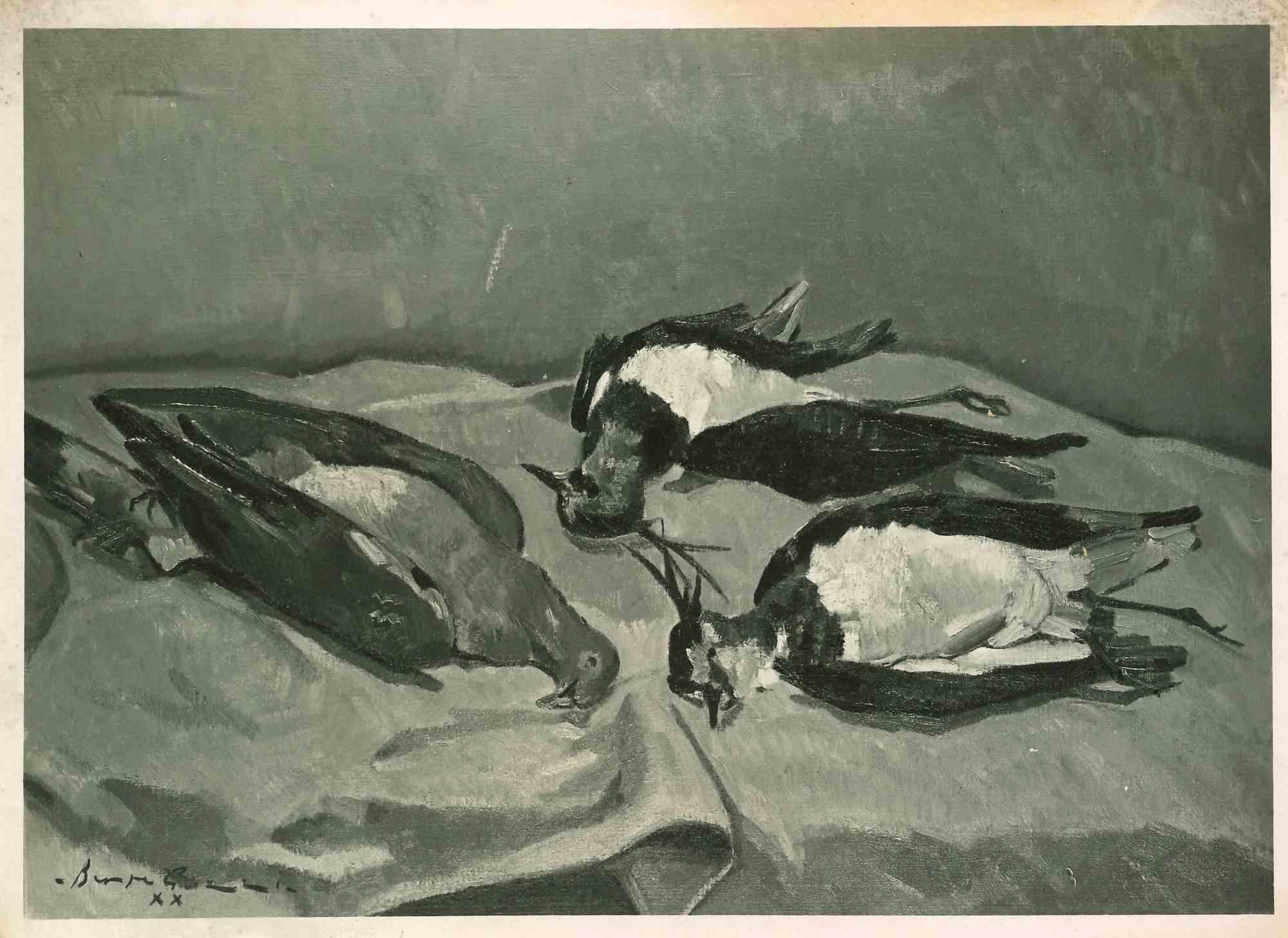 Unknown Figurative Photograph - Vintage Photograph of a Painting by Beppe Guzzi - Mid 20th Century
