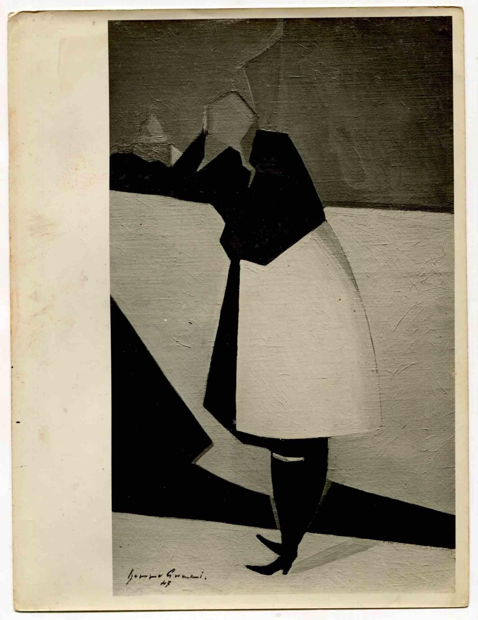 Figurative Photograph di Unknown - Fotografia d'epoca di un dipinto di Beppe Guzzi - metà del XX secolo