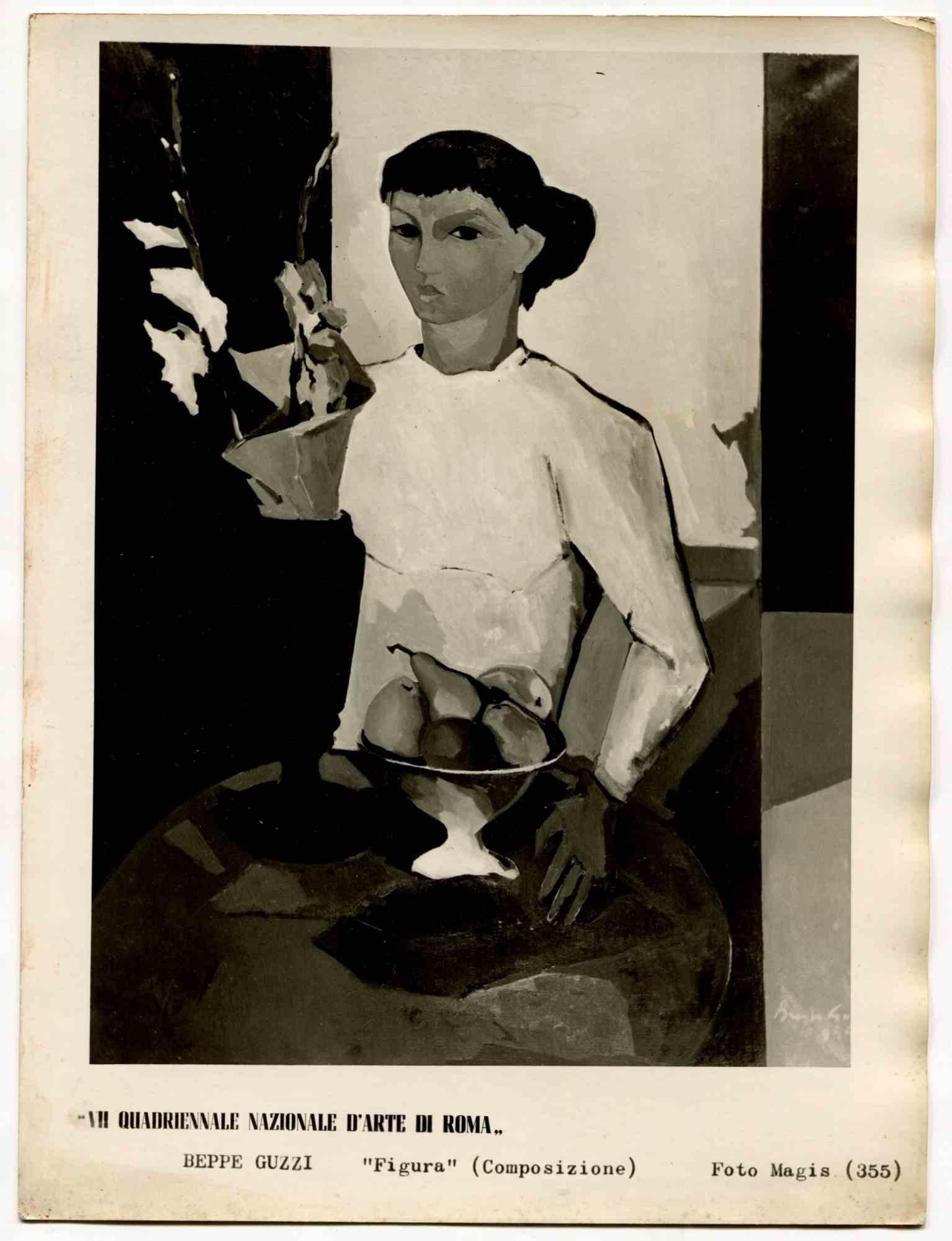 Vintage-Fotografie eines Gemäldes von Beppe Guzzi – Mitte des 20. Jahrhunderts