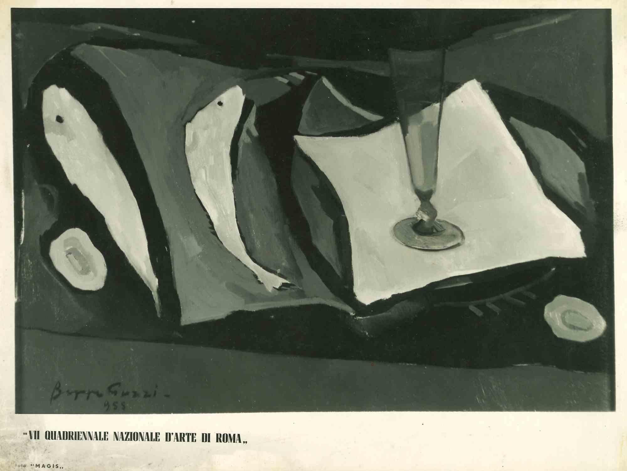 Unknown Figurative Photograph - Vintage Photograph of a Painting by Beppe Guzzi - Mid-20th Century