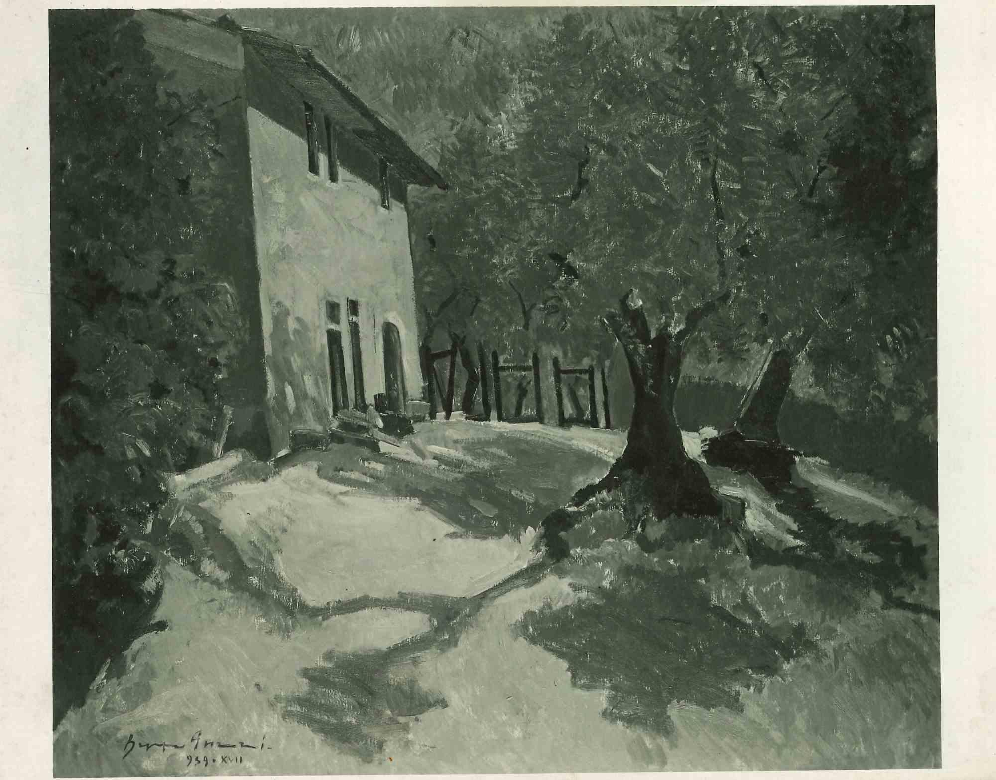Photographie vintage d'une peinture de Beppe Guzzi - Milieu du 20e siècle