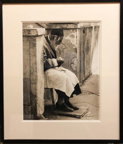 Vintage Silver Gelatin Signed Print Old Jew in Jerusalem Pious Craftsman