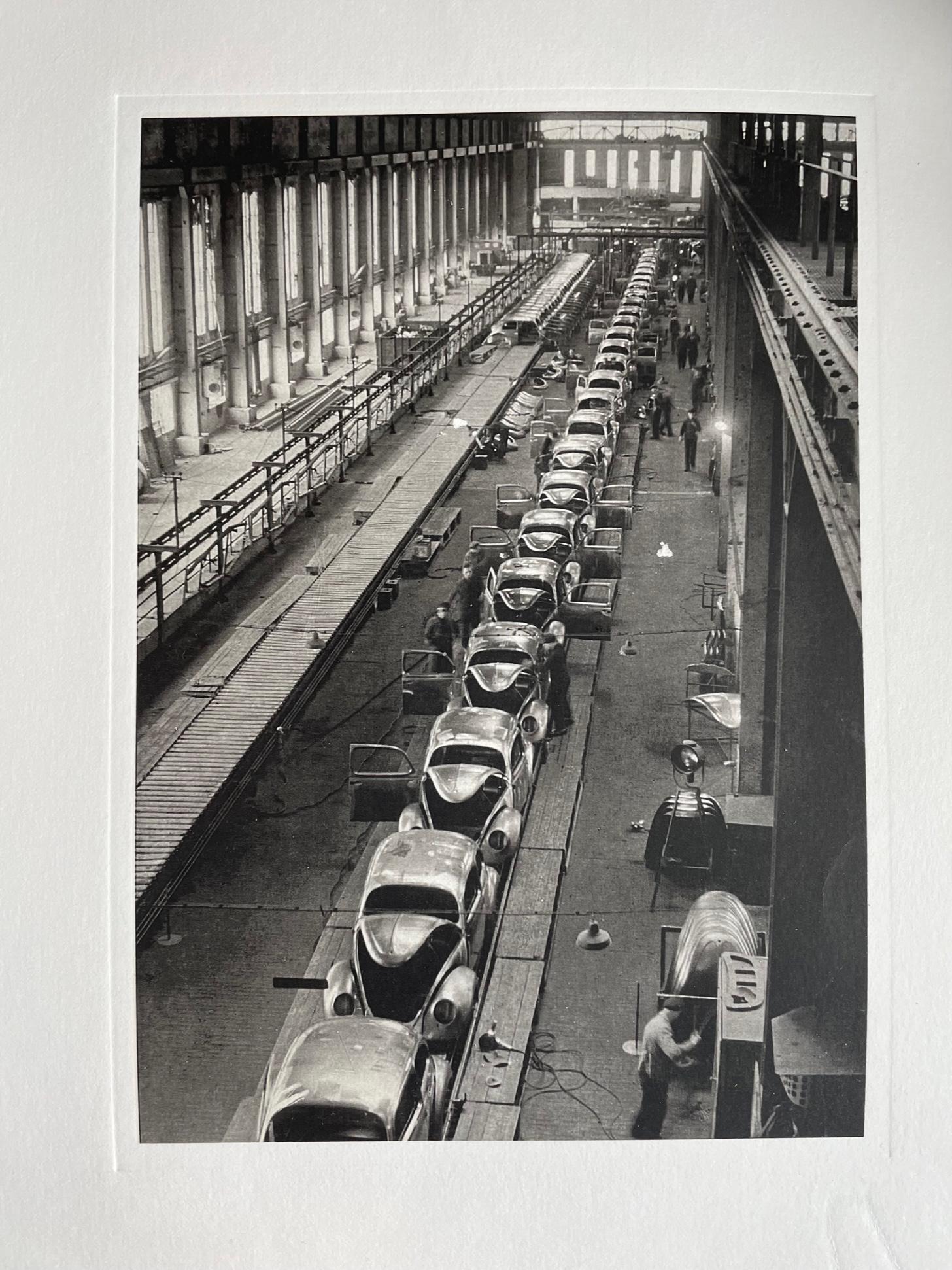 Unknown Black and White Photograph - VW Volkswagen Bug Car Assembly Factory Line