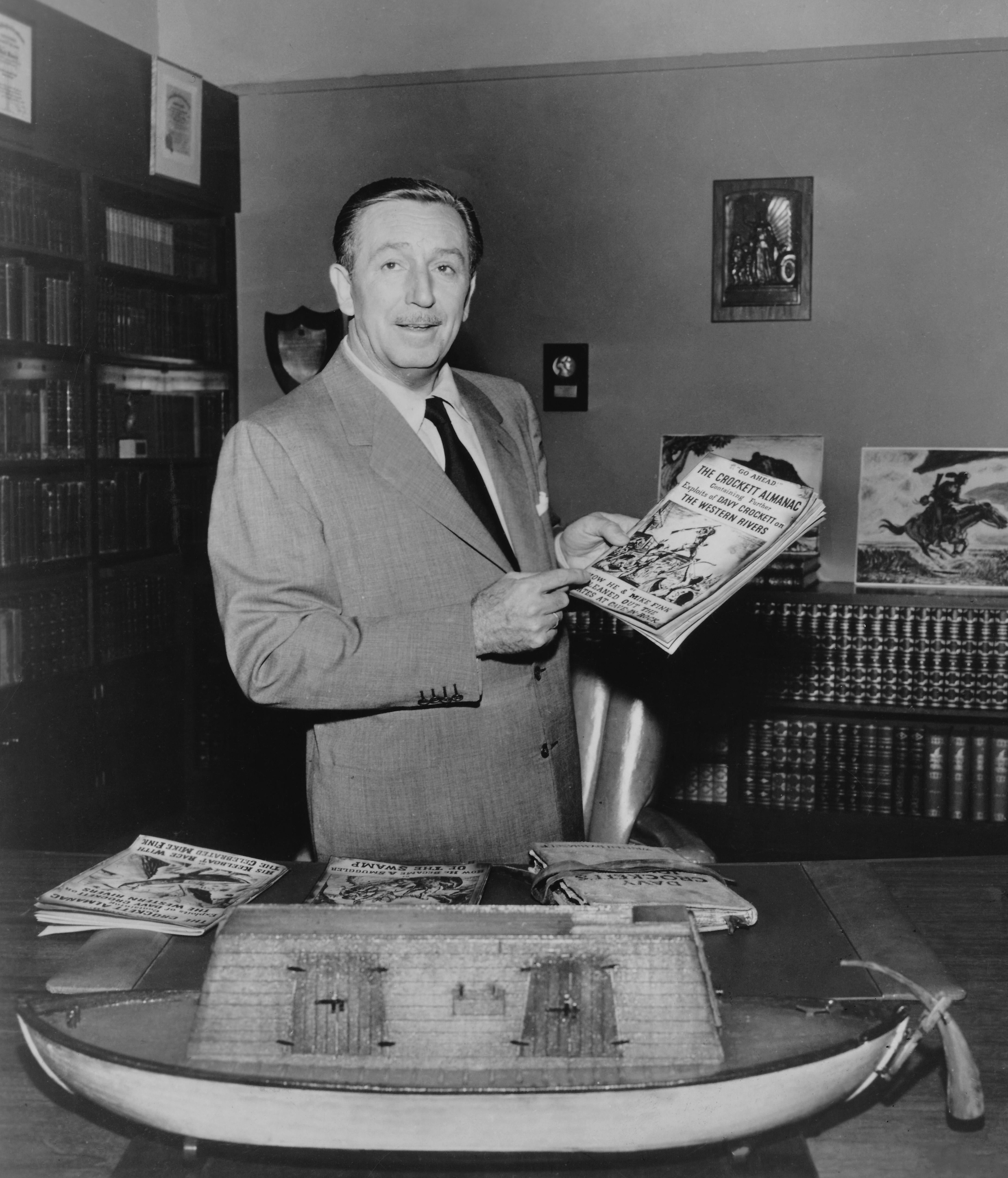 Unknown Black and White Photograph - Walt Disney Posed Indoors Fine Art Print