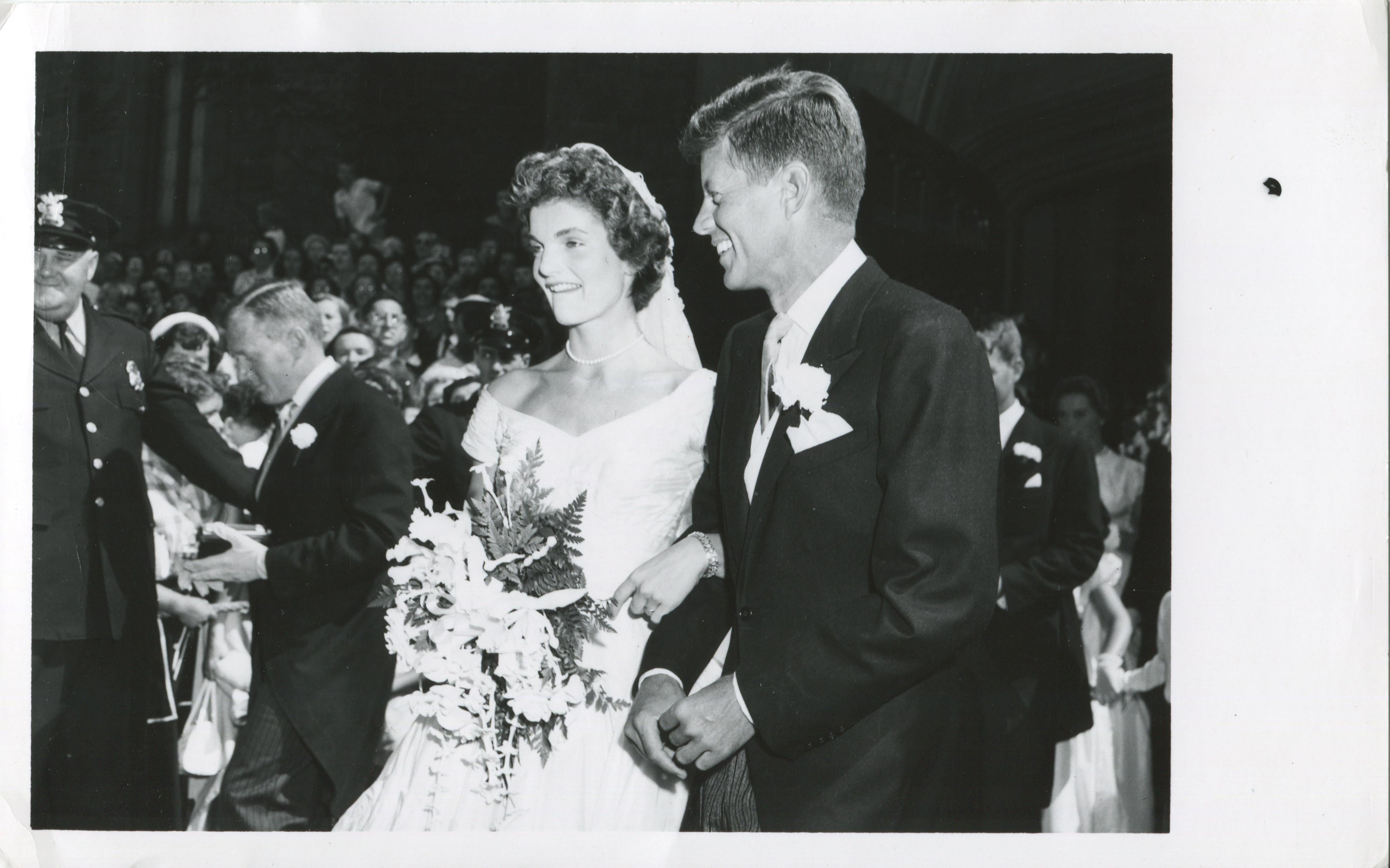 Unknown Black and White Photograph - Wedding John F. Kennedy & Jacqueline Kennedy - Official Press Photo