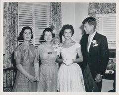 Vintage Weddingday Jackie and John F. Kennedy, Black and White Photography, 1953