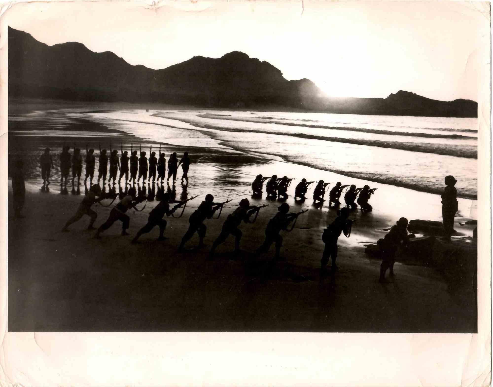 Unknown Black and White Photograph - Women's Military Exercises in China - Vintage B/W photo - 1973