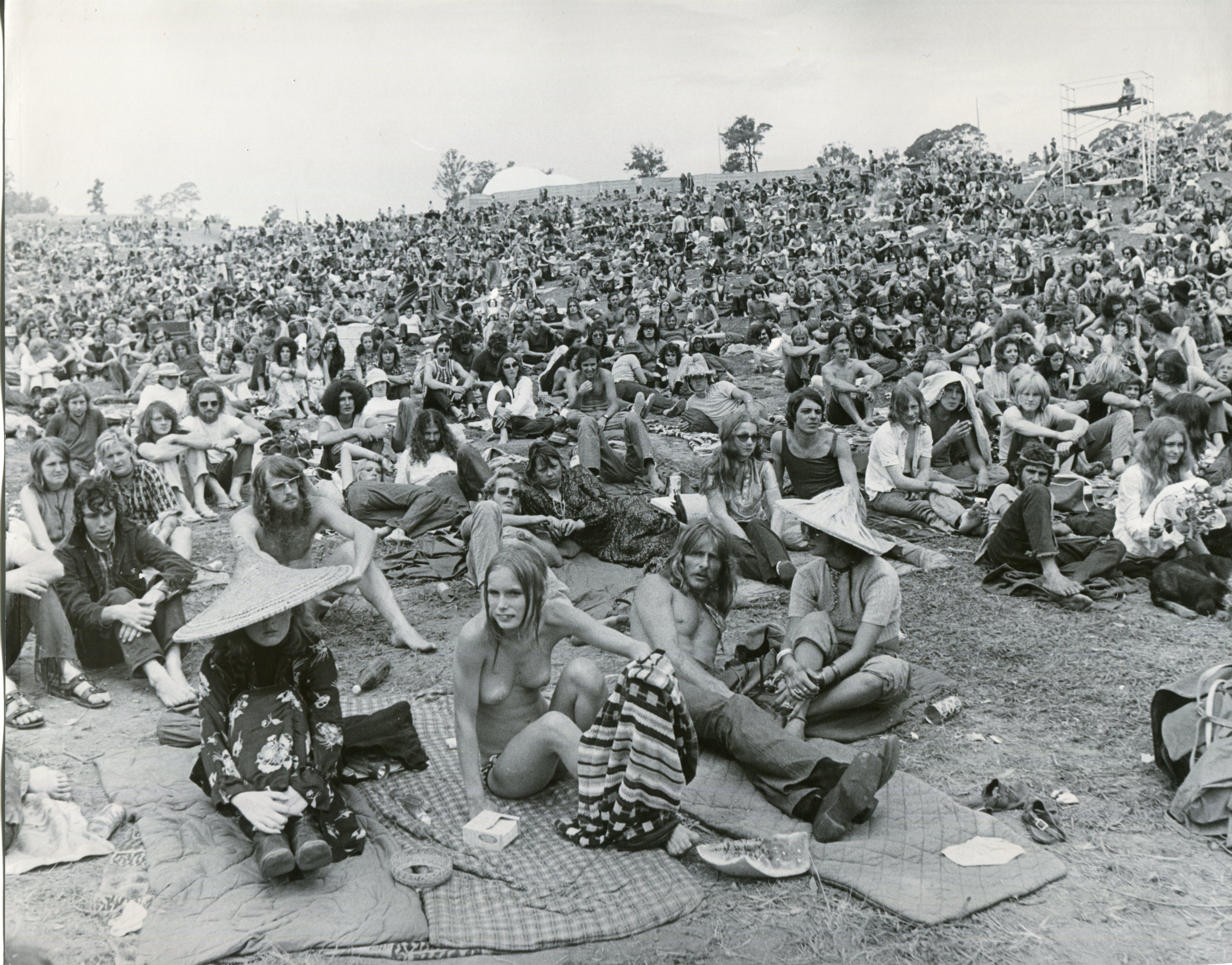 Unknown Black and White Photograph - Woodstock, Visitors