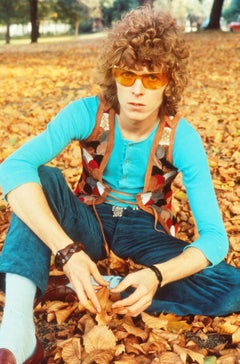 Young David Bowie Sitting in Leaves Globe Photos Fine Art Print