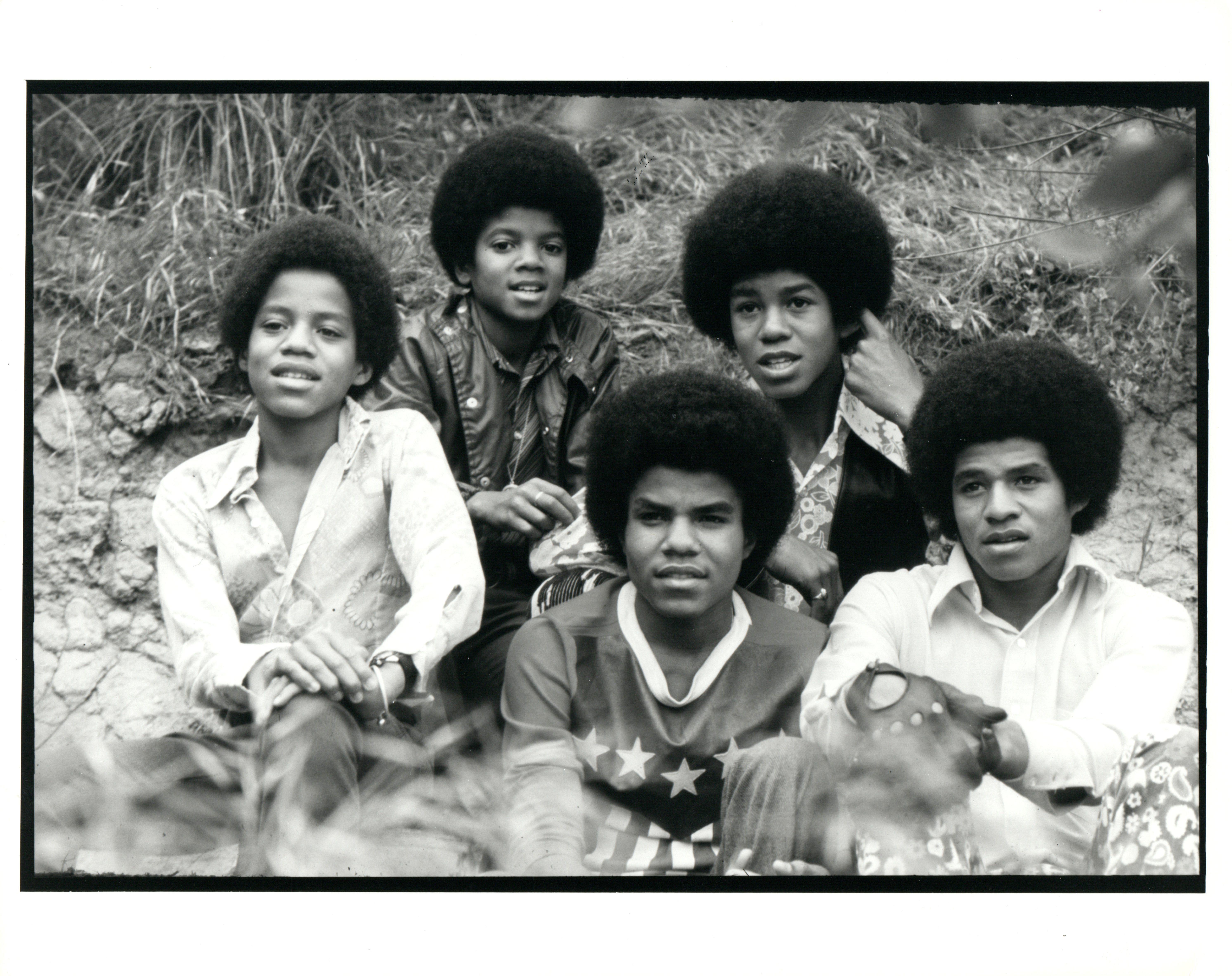 Unknown Portrait Photograph - Young Jackson 5 Posed Outdoors Vintage Original Photograph