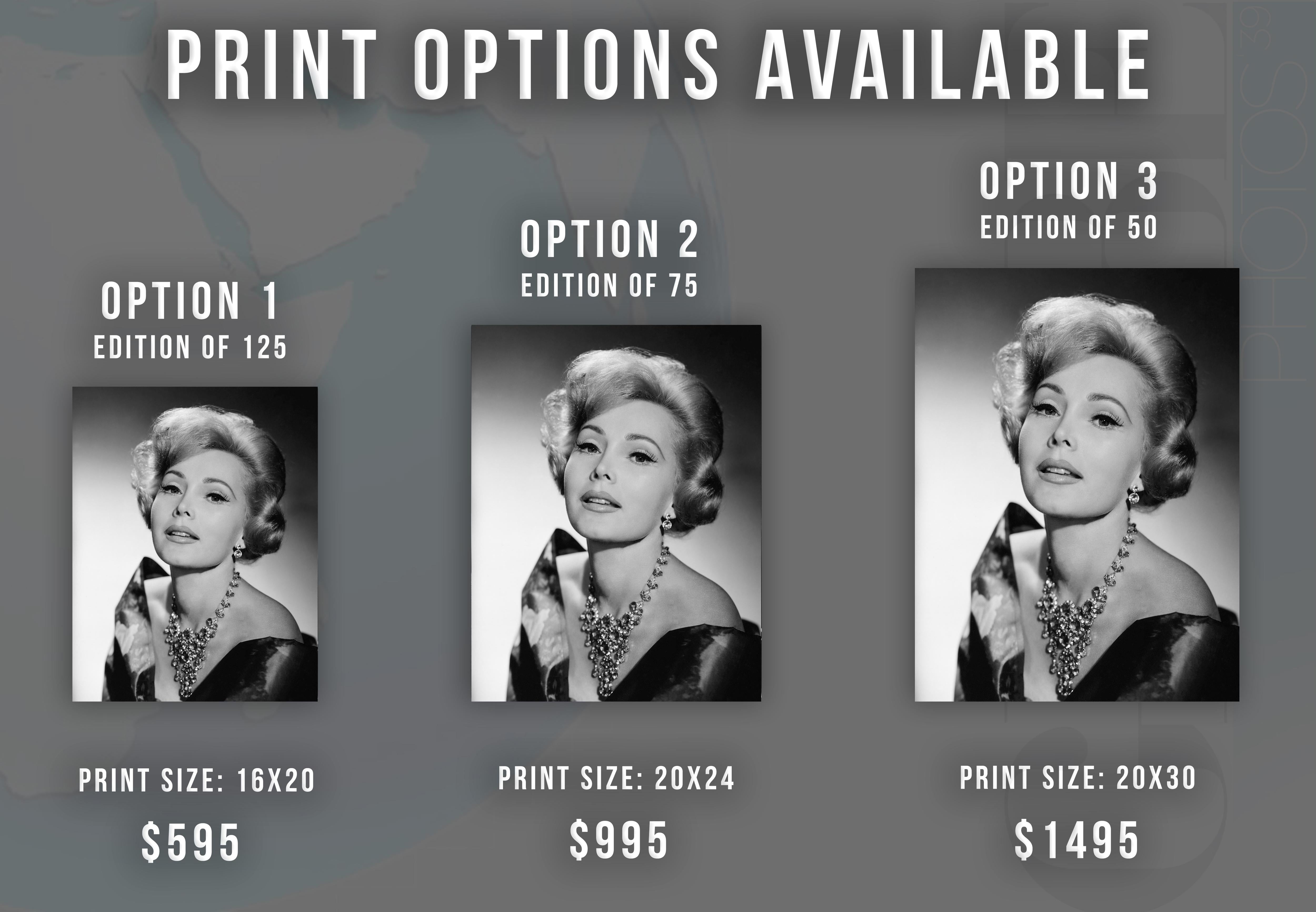 Zsa Zsa Gabor Elegance in Diamonds Globe Photos Fine Art Print - Photograph by Unknown