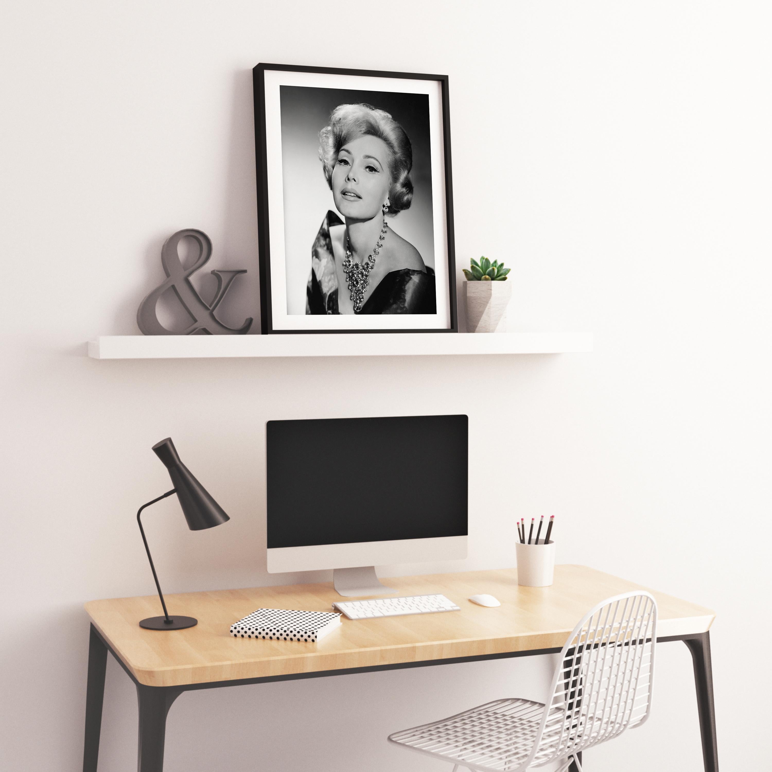 Zsa Zsa Gabor Elegance in Diamonds Globe Photos Fine Art Print - Gray Black and White Photograph by Unknown