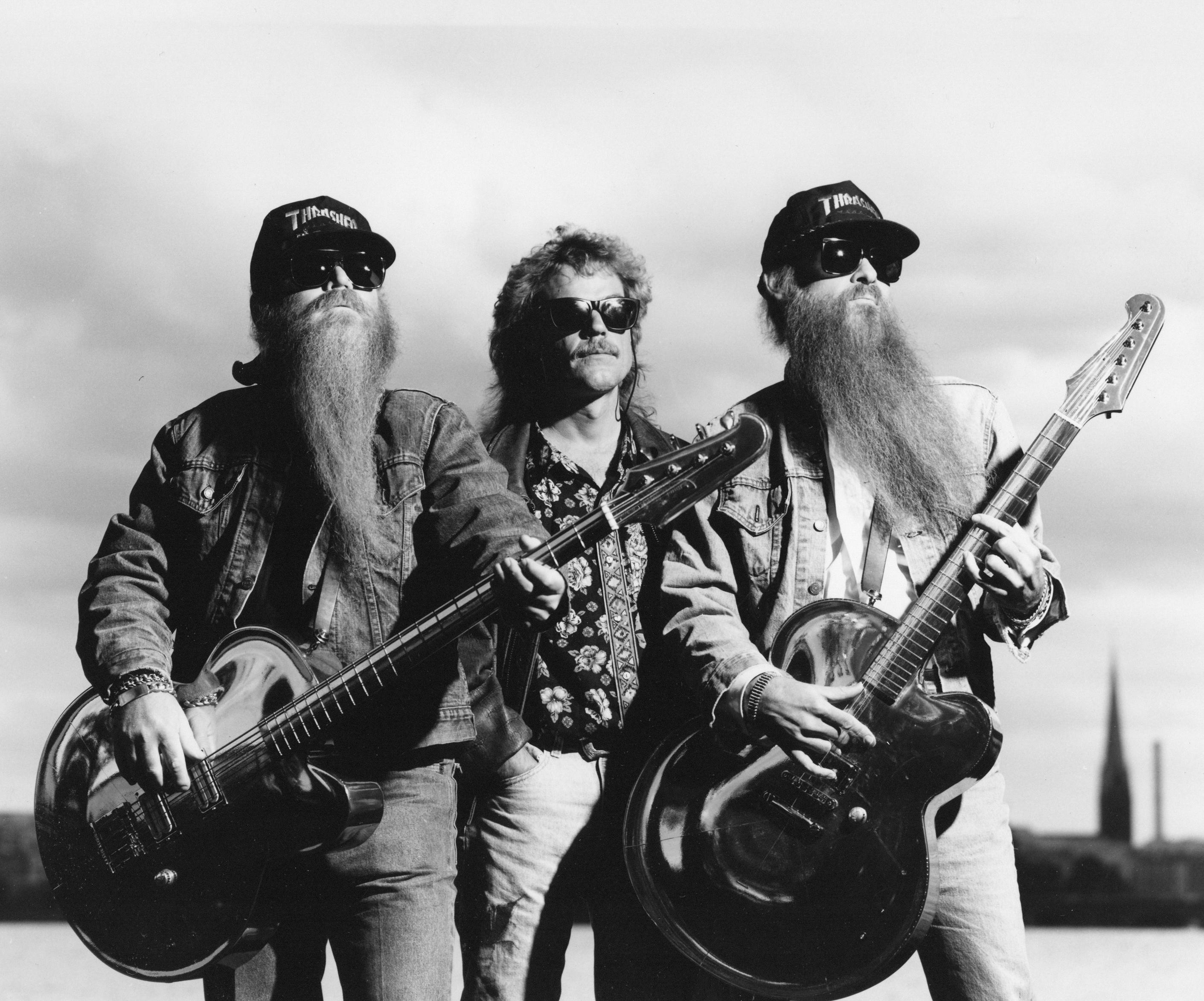 Unknown Black and White Photograph - ZZ Top Awesome Group Portrait Outdoors Vintage Original Photograph