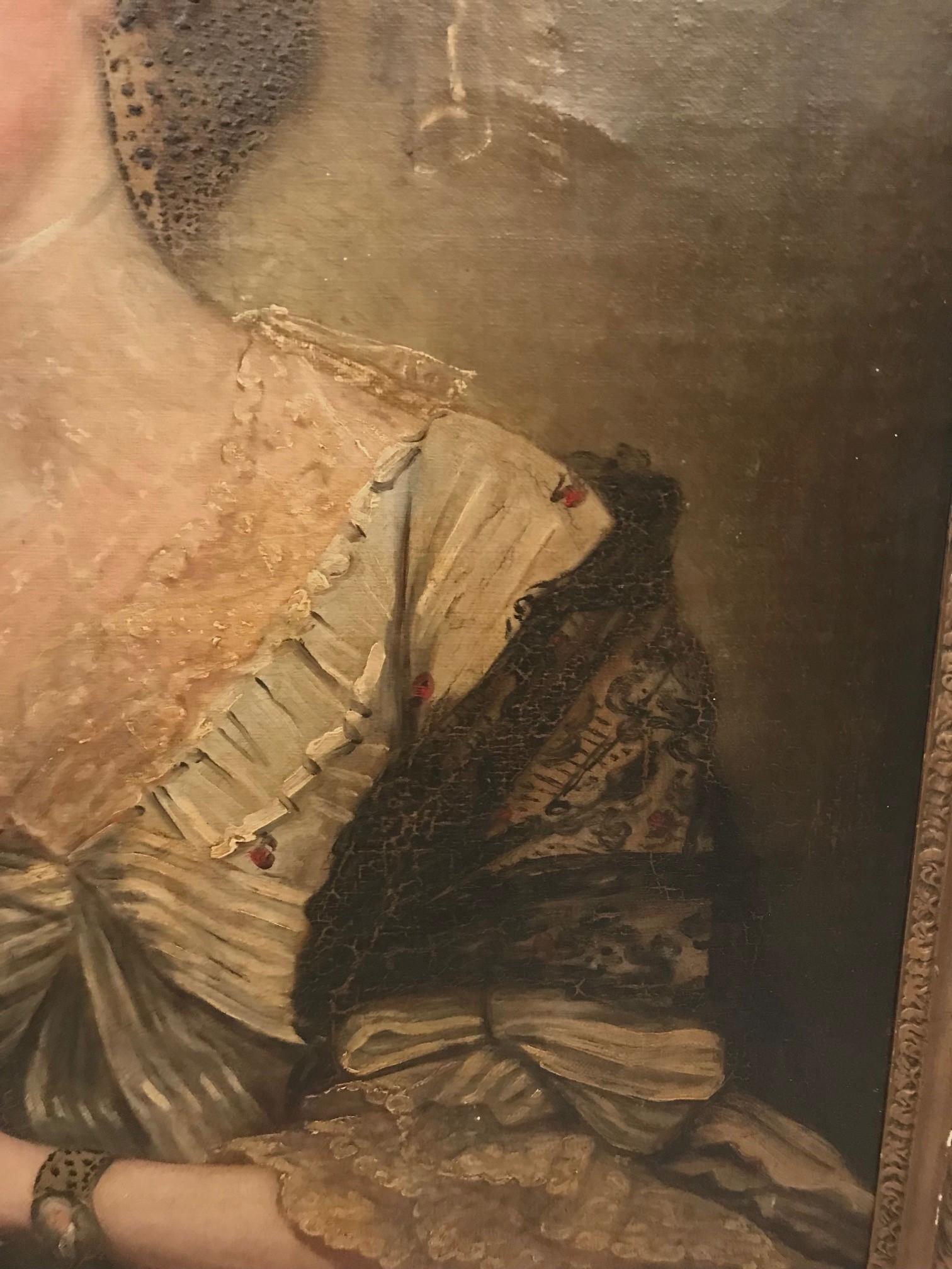 Unknown : Portrait d'une dame écossaise Huile sur toile Bon état - En vente à Montreal, QC