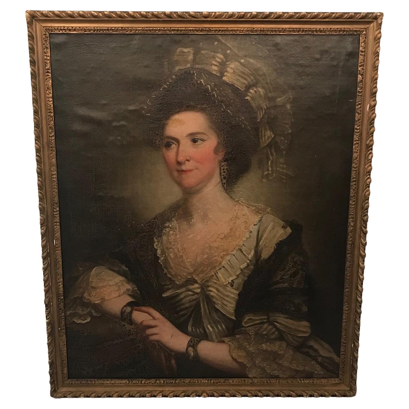 Unknown : Portrait d'une dame écossaise Huile sur toile en vente