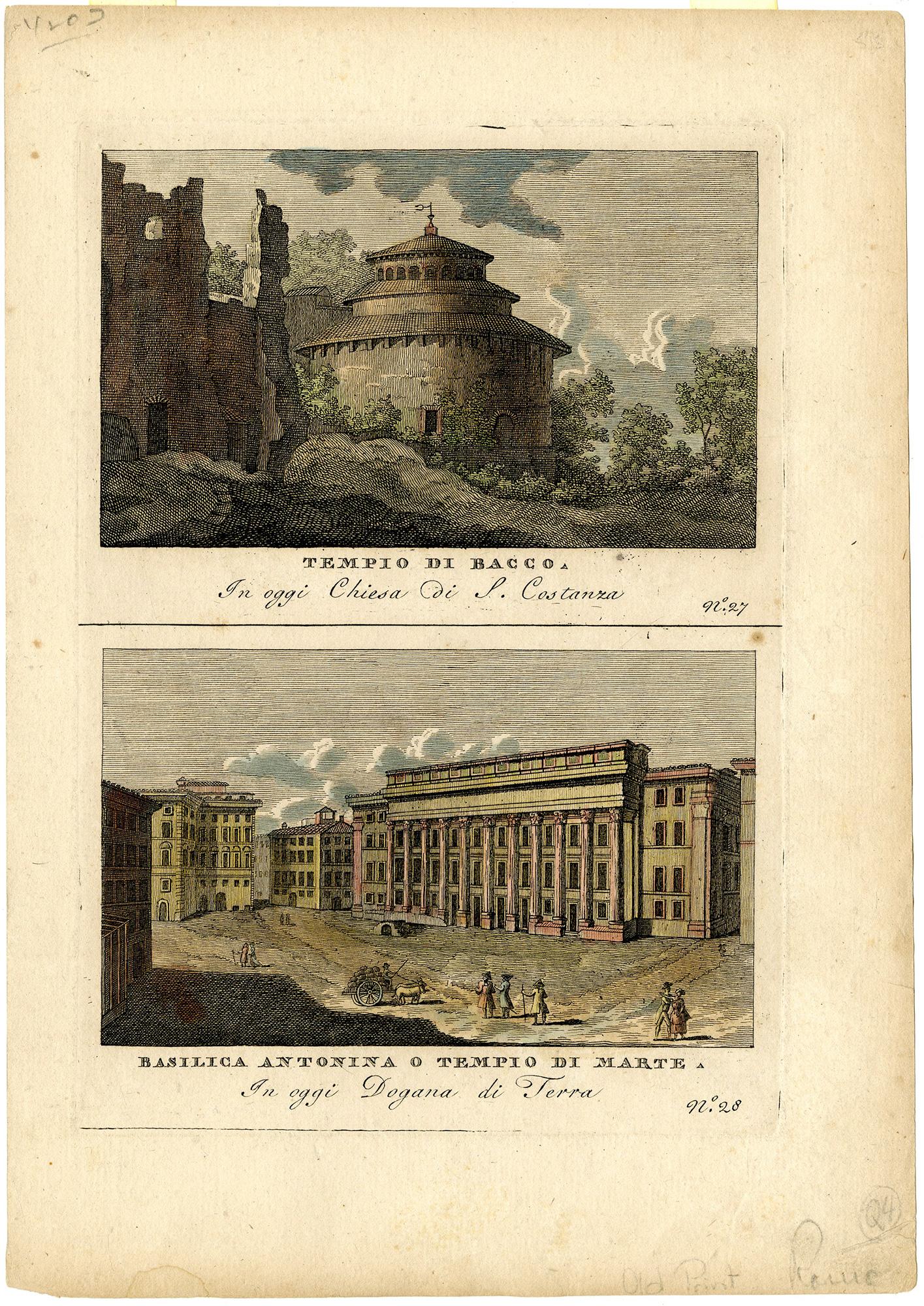 12 images on 6 sheets from Nuova raccolta delle vedute moderne di Roma - Beige Landscape Print by Unknown