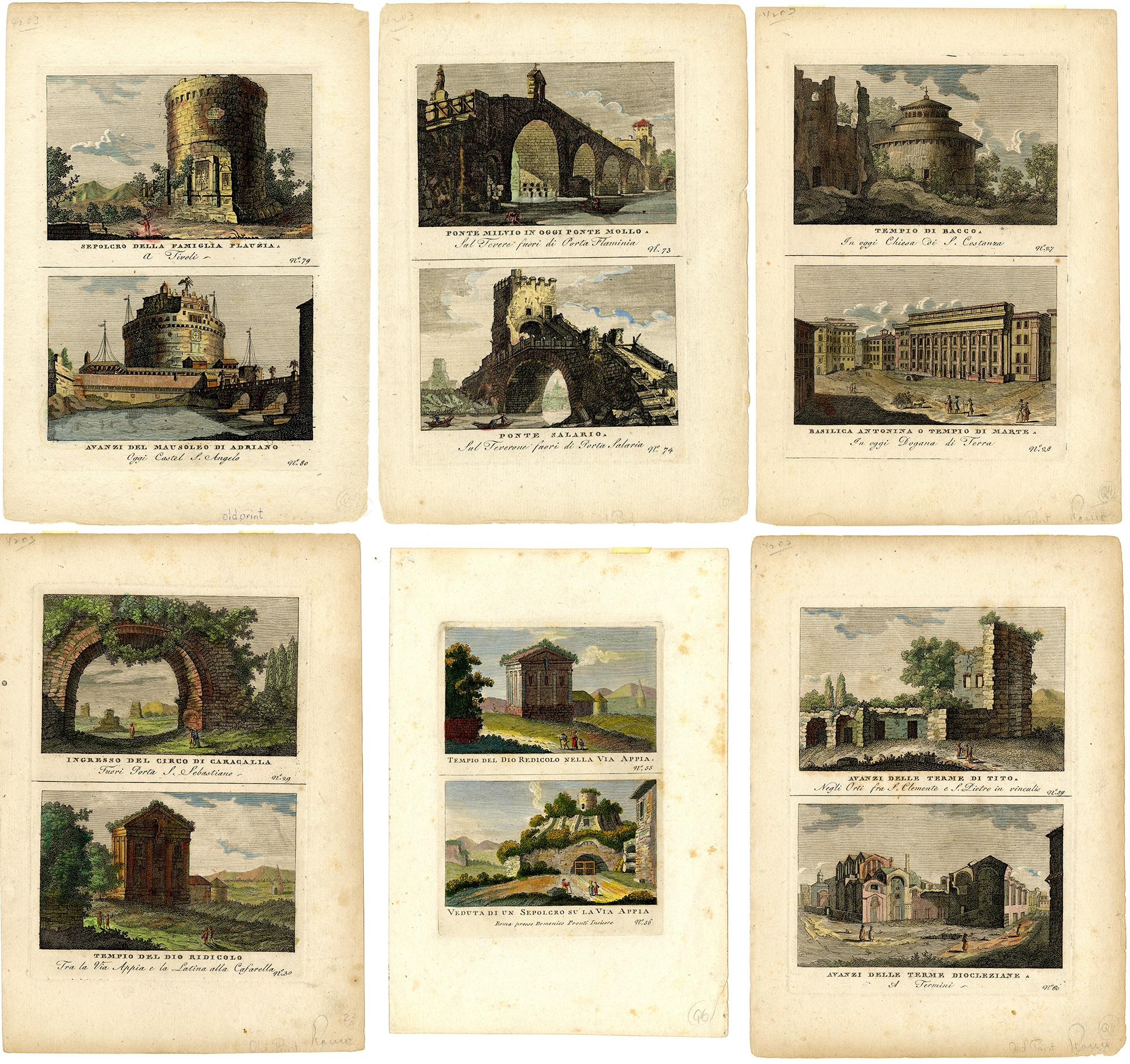 Unknown Landscape Print - 12 images on 6 sheets from Nuova raccolta delle vedute moderne di Roma