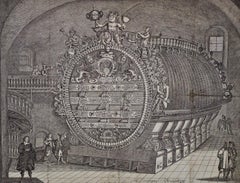 The Heidelberg Tun: A Framed 17th Century Engraving of a Huge Wine Cask