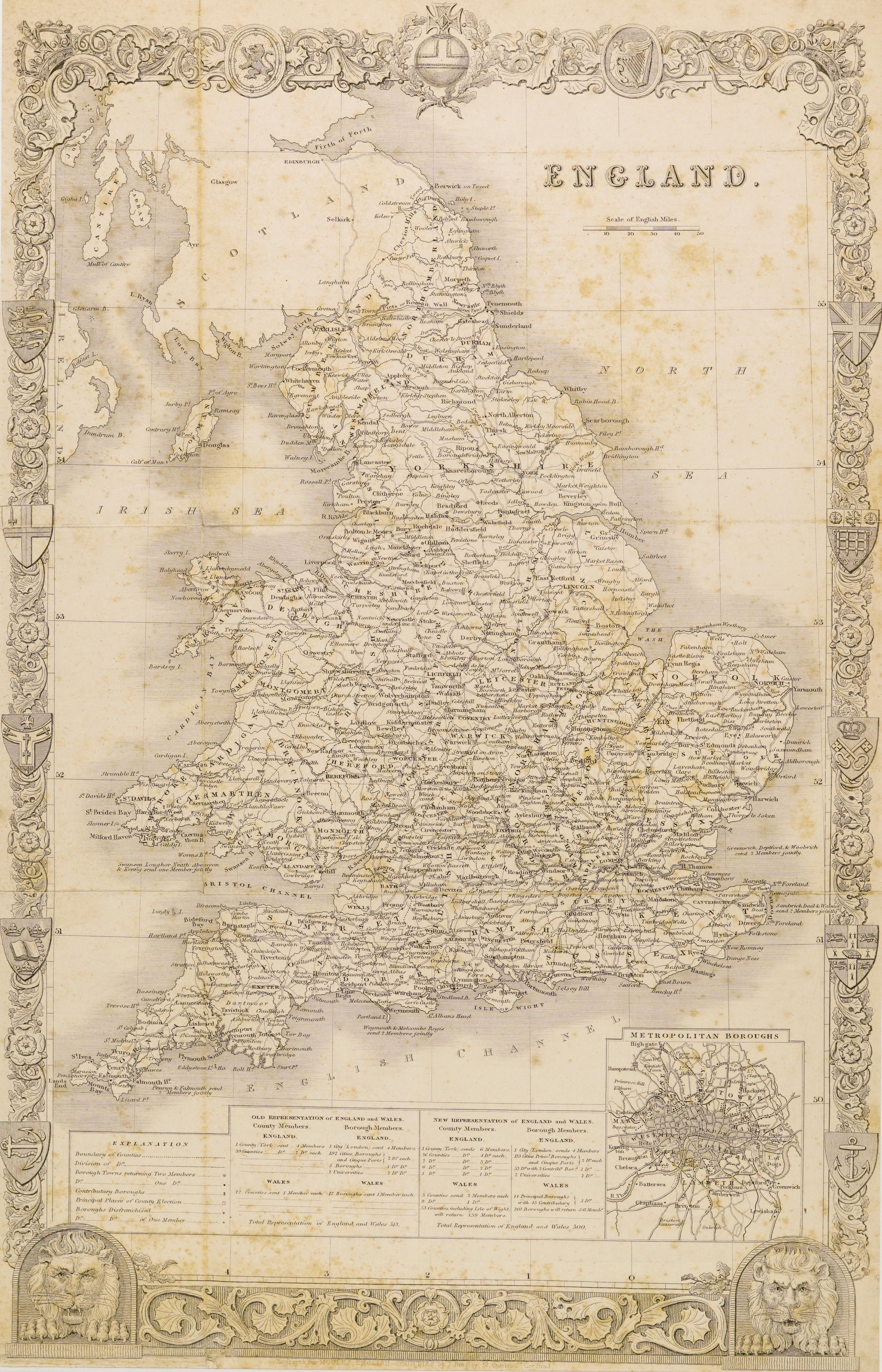 1836 Map of England - Print by Unknown