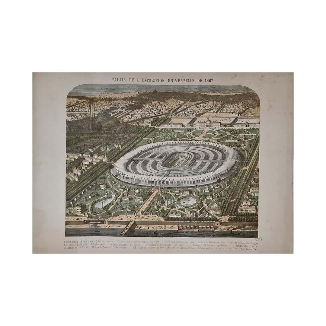 Lithographie originale de 1867 pour l'Exposition universelle de Paris en vente 2