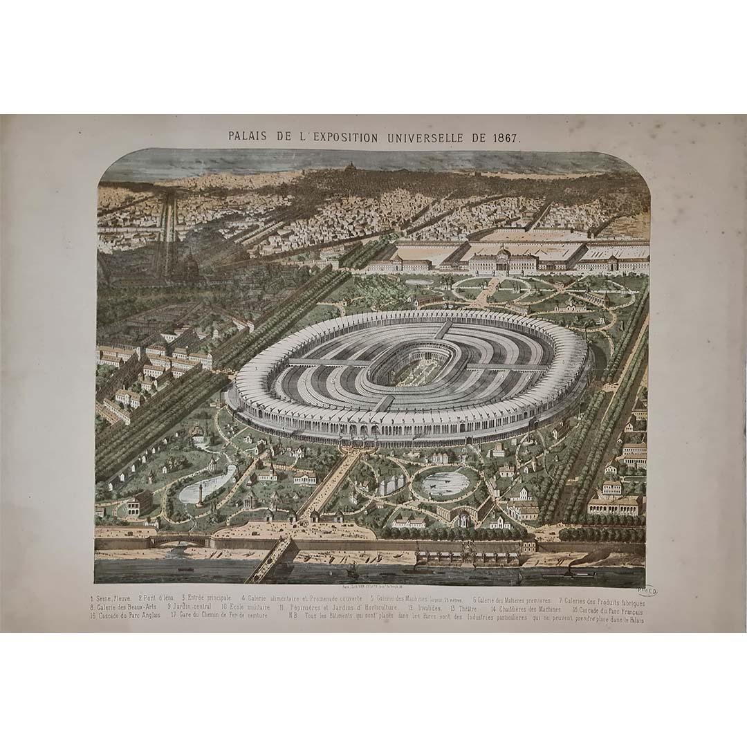 Lithographie originale de 1867 pour l'Exposition universelle de Paris - Print de Unknown