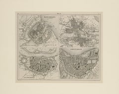 1880 Map of Copenhagen, Stockholm, Antwerp, and Amsterdam