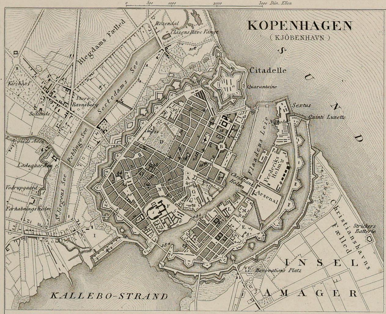 1880 Map of Copenhagen, Stockholm, Antwerp, and Amsterdam - Beige Landscape Print by Unknown