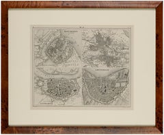 1880 Map of Copenhagen, Stockholm, Antwerp, and Amsterdam