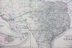 1886 Lithograph Map of Texas by William Bradley & Bros.