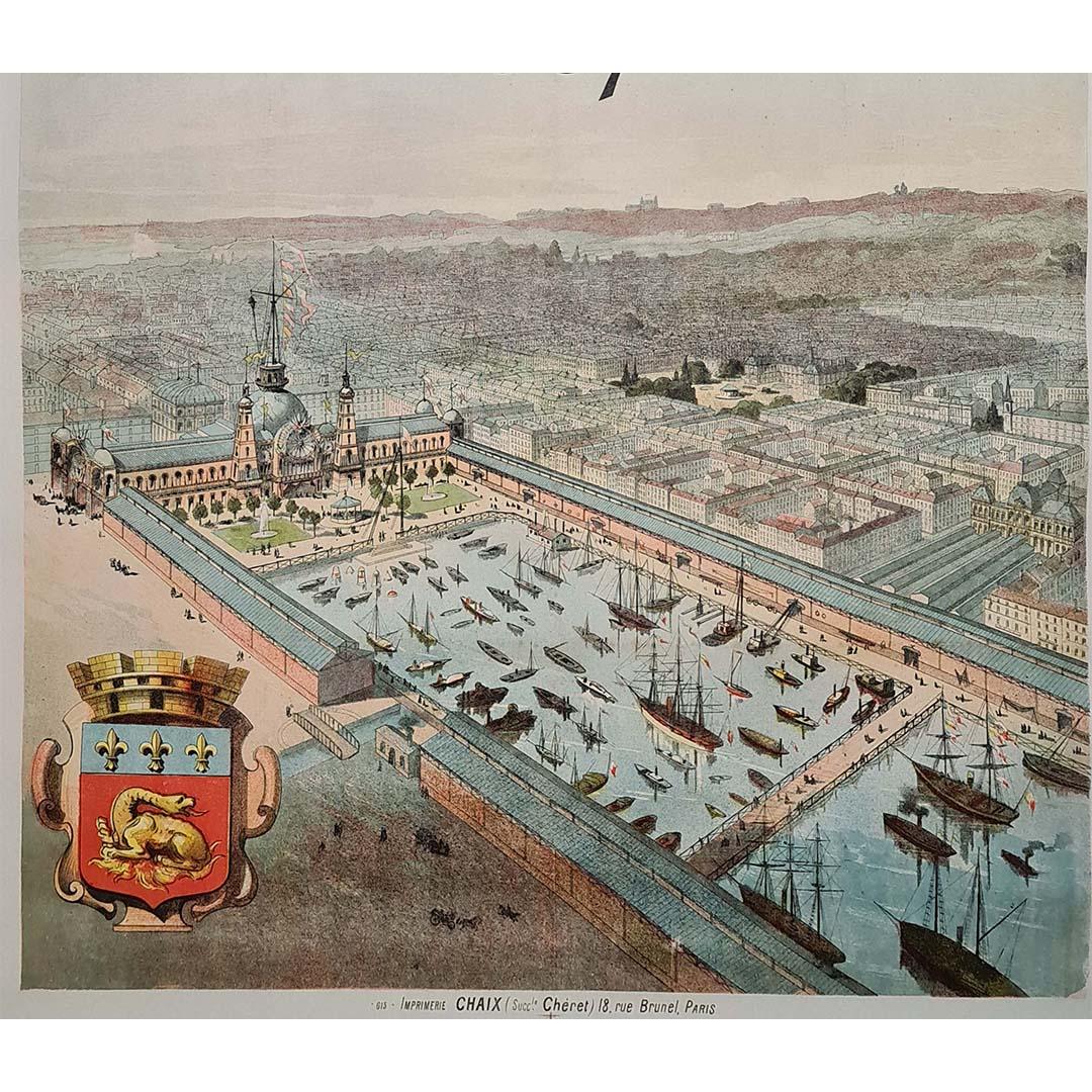 Affiche originale de 1887 pour promouvoir l'exposition maritime internationale au Havre en vente 2