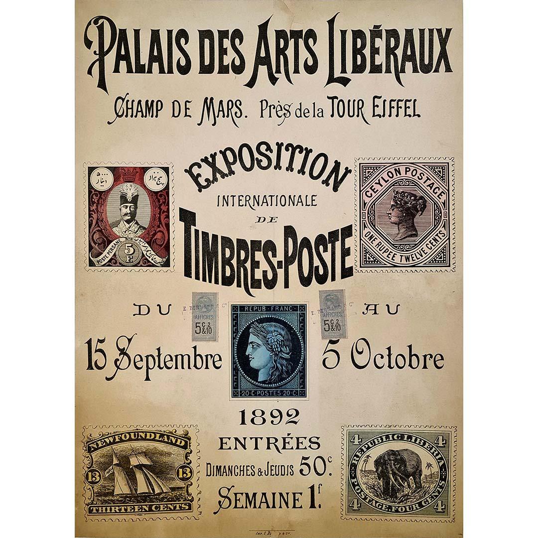 1892 Exposition Internationale Timbres-Poste original poster - Print by Unknown