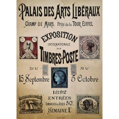 Antique 1892 Exposition Internationale Timbres-Poste original poster