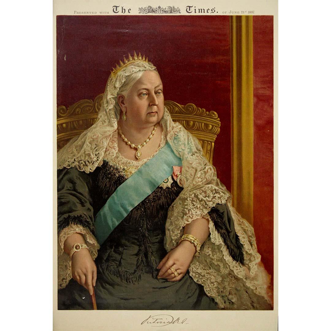 Unknown Print - 1897 original poster The Times newspaper Queen Victoria’s Diamond Jubilee