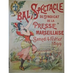 1899 Originalplakat für das Bal Spectacle du Syndicat de la Presse Marseillaise