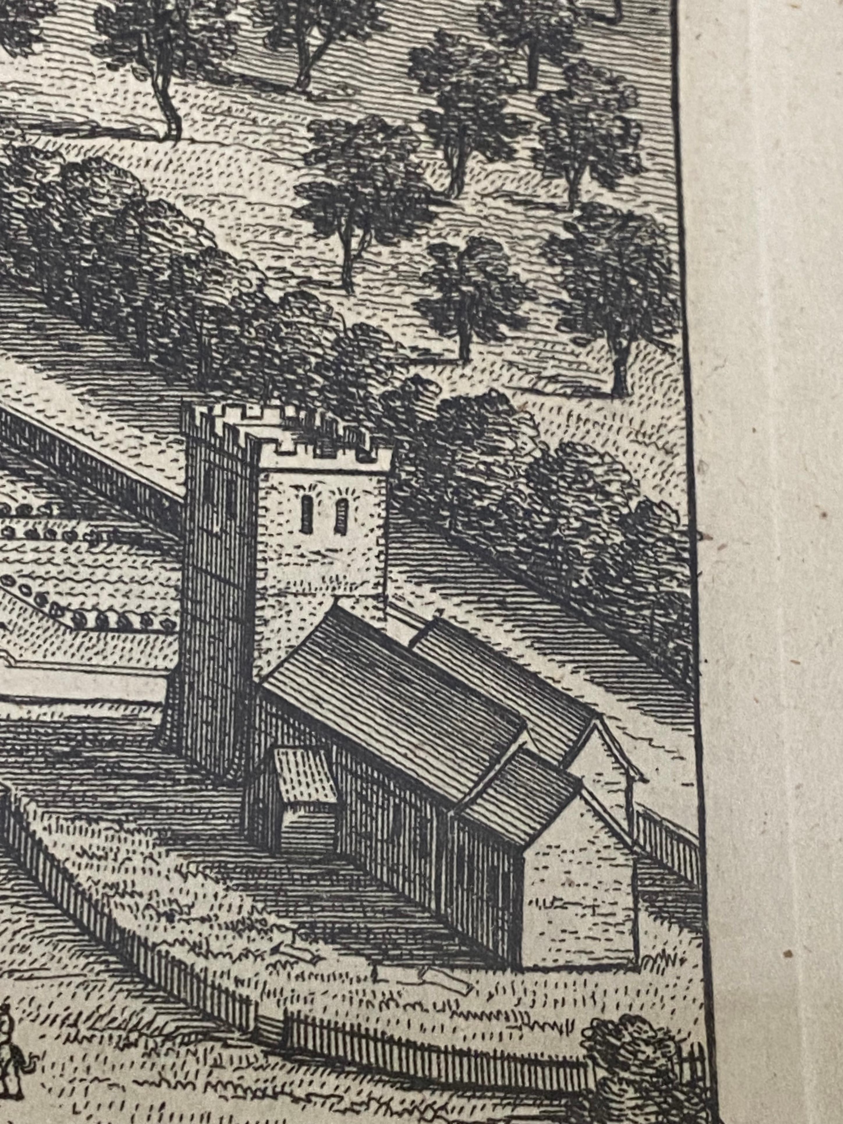 Gravure du 18ème siècle « Birdeye View of Grand Country House at Hamstead Marshal » ( Vue d'un œil d'oiseau d'une grande maison de campagne à Hamstead) en vente 9