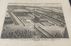 18th Century Engraving "Birdseye View of Grand Country House at Hamstead Marshal