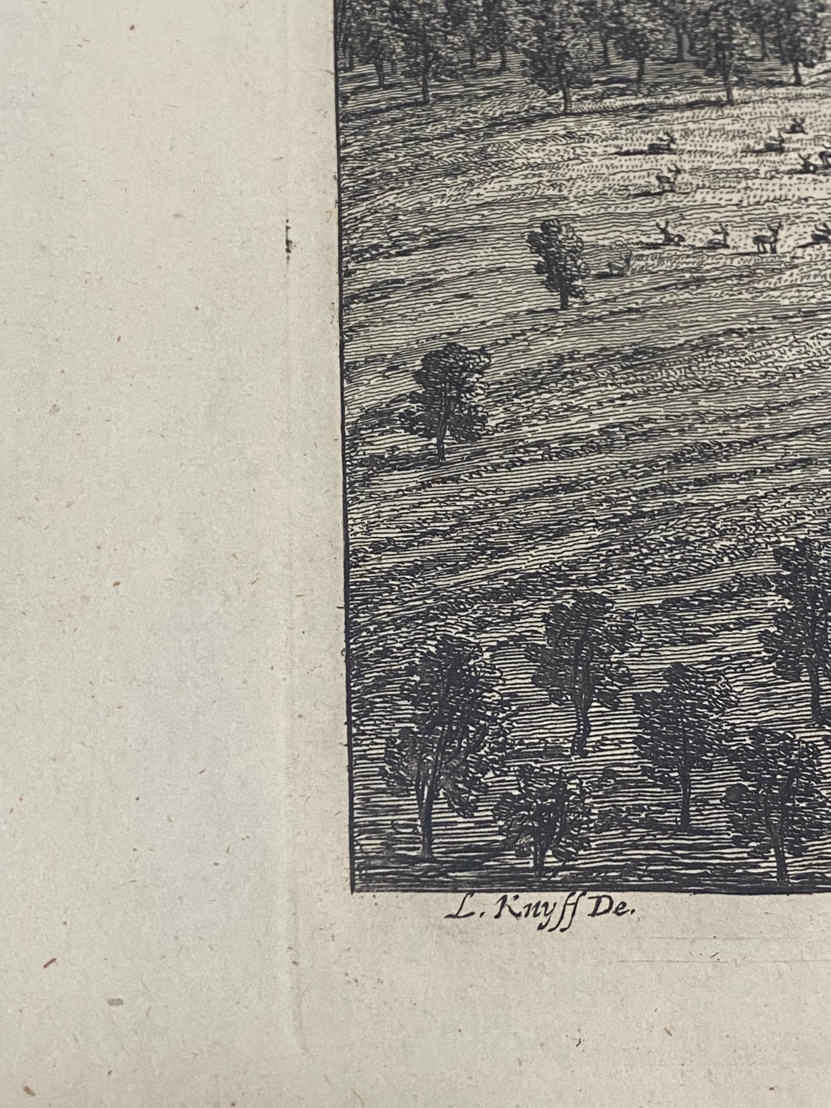 Gravure du 18ème siècle « Birdeye View of Grand Country House at Hamstead Marshal » ( Vue d'un œil d'oiseau d'une grande maison de campagne à Hamstead) en vente 2