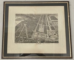 18th Century Engraving "Birdseye View of New Park in Surrey" c.1724